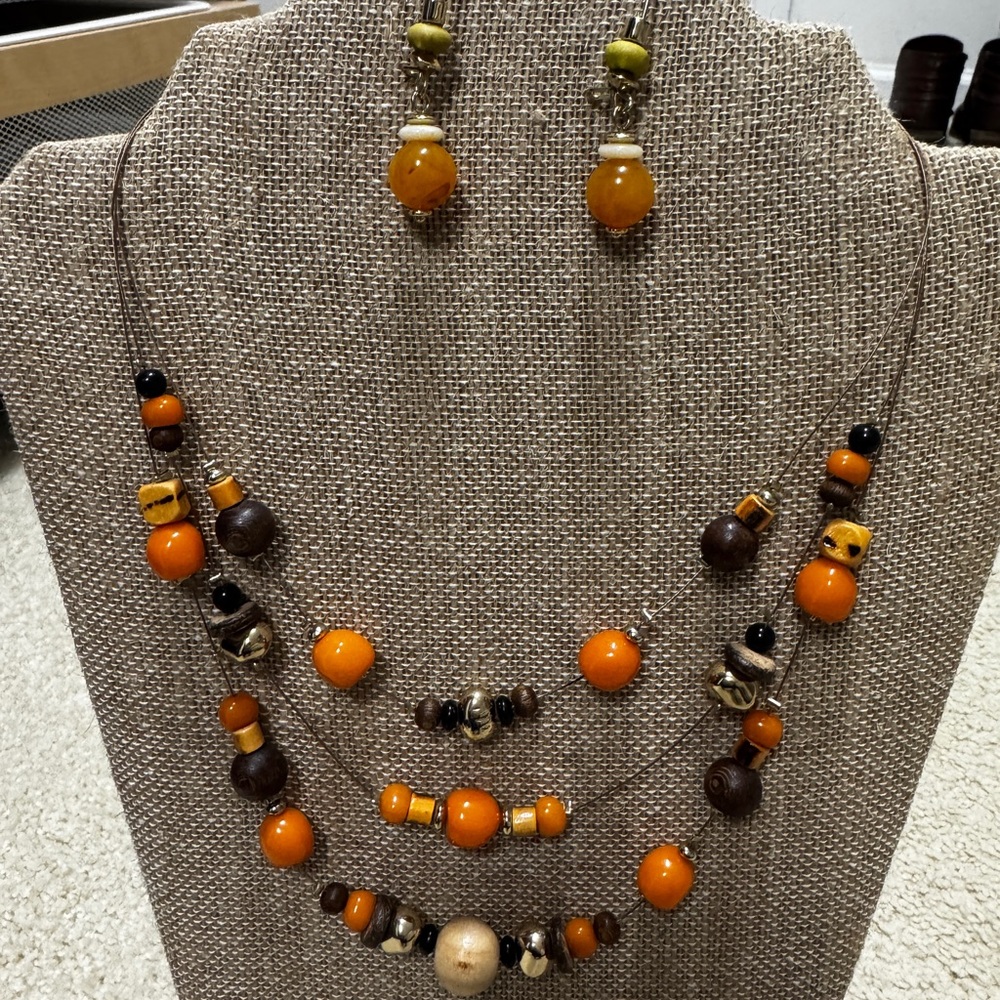 Chico’s Multi-Strand Beaded Necklace and Earring Set